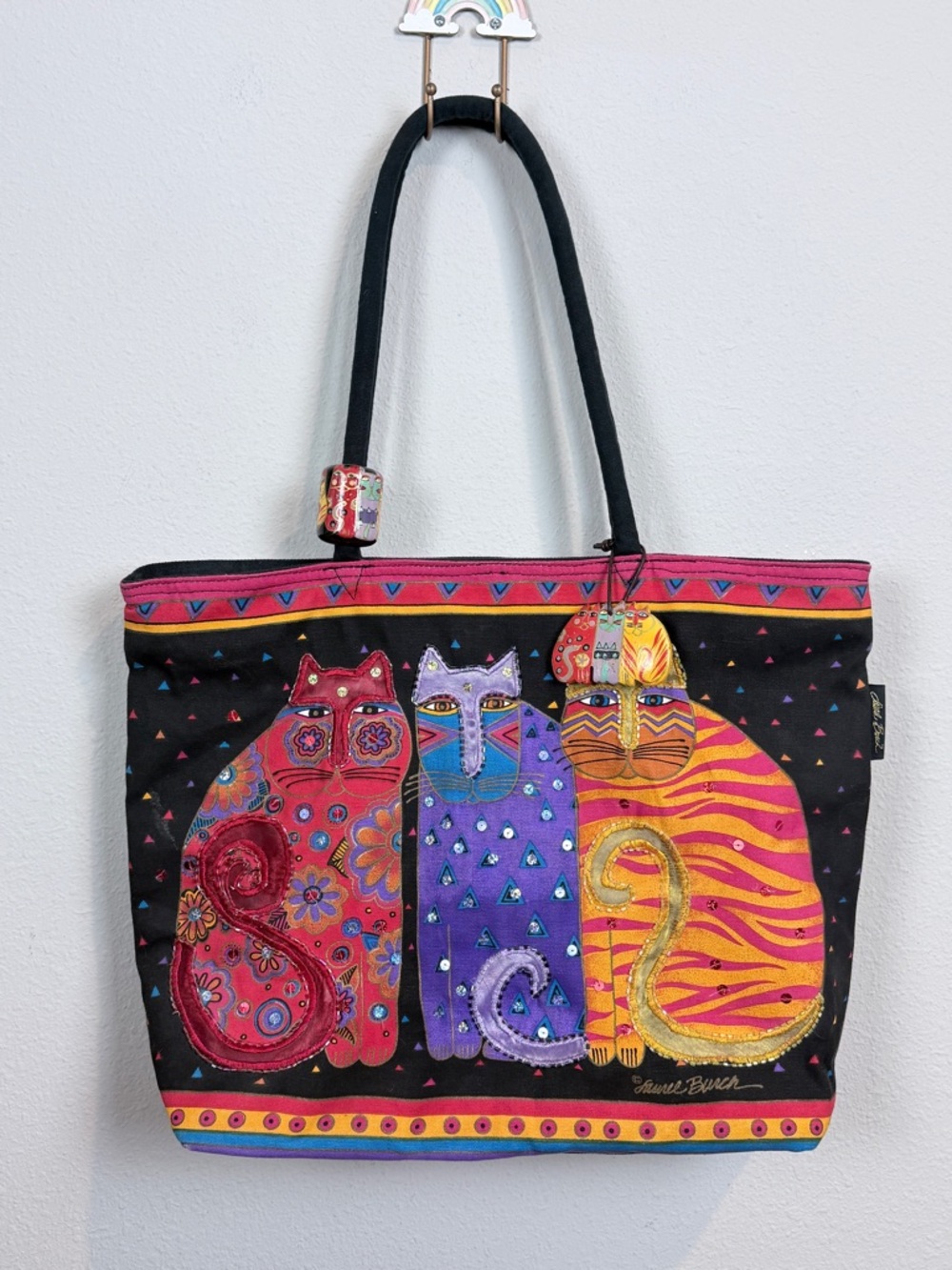Laurel Burch Three Friends Square Tote Bag *broken zipper